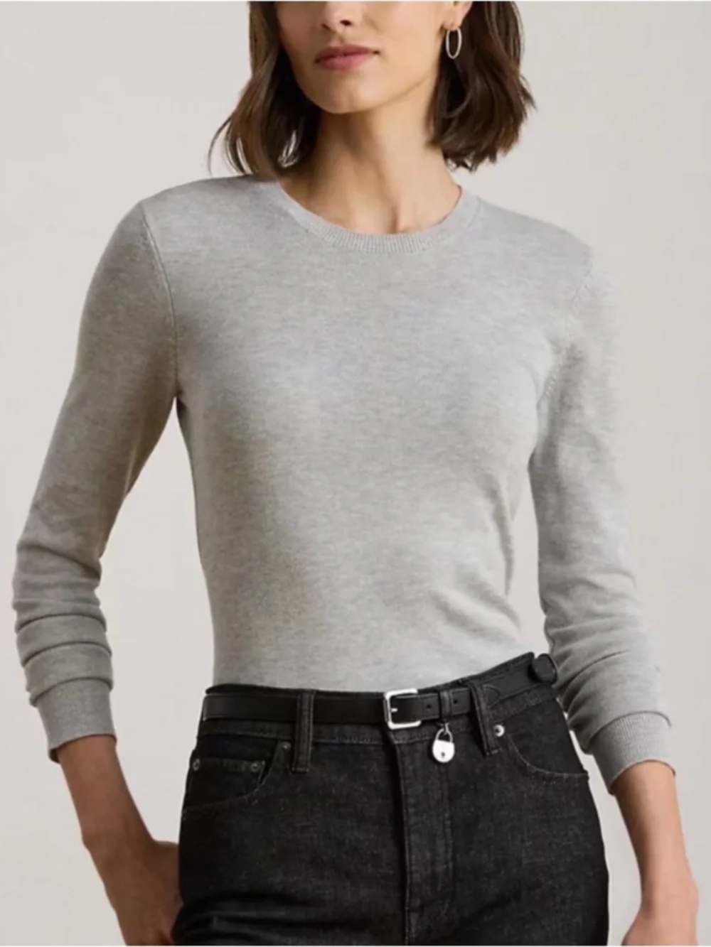 Lauren Ralph Lauren Cotton-Blend Sweater Grey